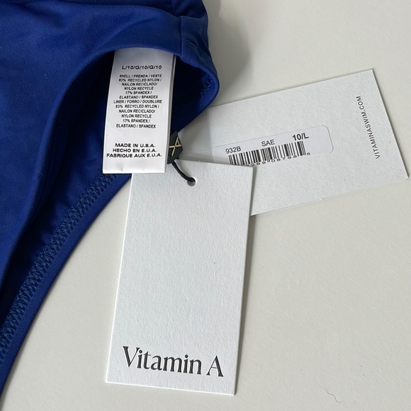 NWT Vitamin A blue high waisted EMMI swim bikini bottom size 10/ L limited ed. - Picture 2 of 12